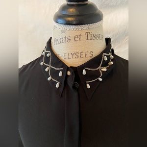 Ladies black blouse retro size large Dylan & Rose Long Sleeve